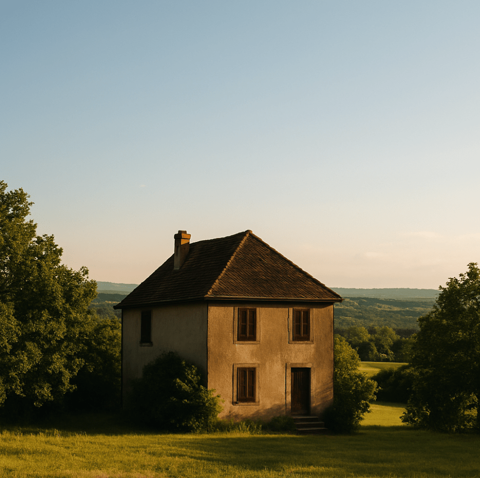 une maison ancienne dans une campagne verdoyante, en Suisse, où se déroulent des séances de constellations familiales et systémiques en groupe, coaching holistique et thérapie psycho-spirituelle, située à Morges, près de Renens et Lausanne dans le canton de Vaud