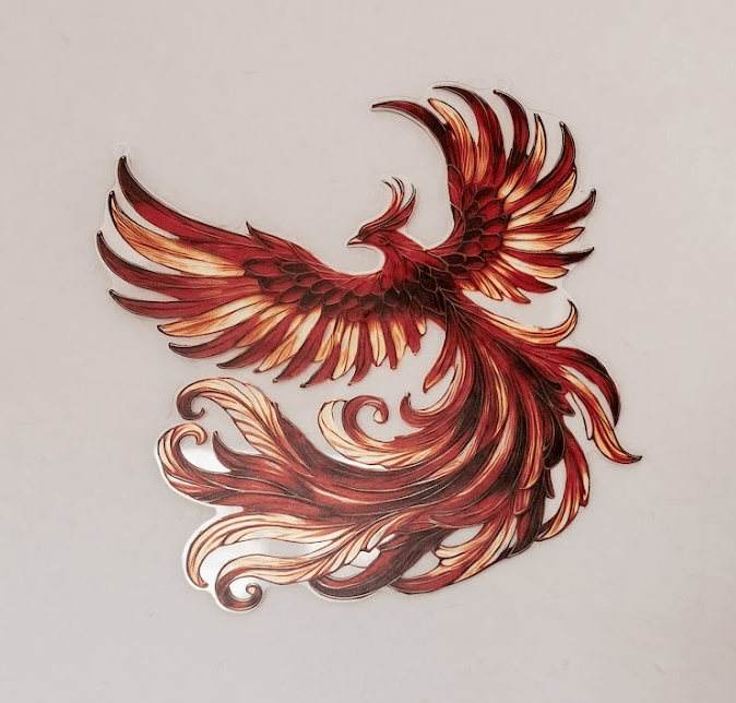 image d'un phénix en vol affiché dans le cabinet d'une thérapeute en constellations familiales et systémique en groupe et individuel près de Lausanne (Vaud, Suisse romande)